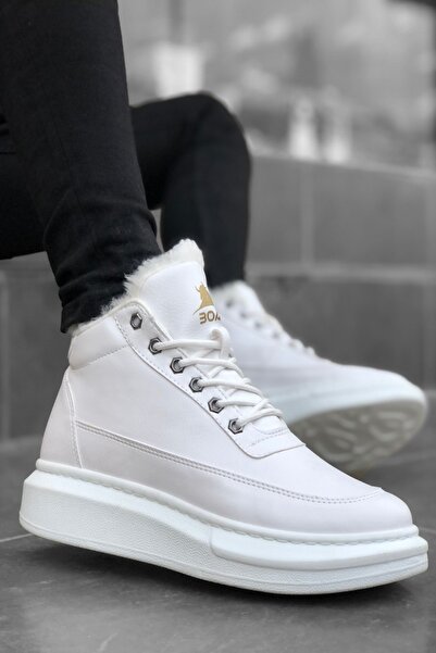 Mida Shoes Içi Kürklü Bağcıklı Beyaz Erkek Spor Bot