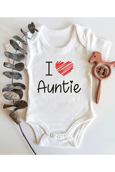 BabyLimon I Love Auntie Kısa Kol Organik Bebek Body