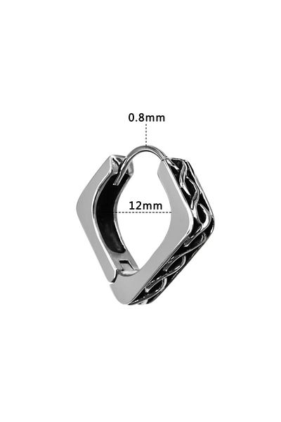 northstarshop Large Antique Design Tribal Pattern Snap Ring Triangle Shaped 316l Men's Steel Earring