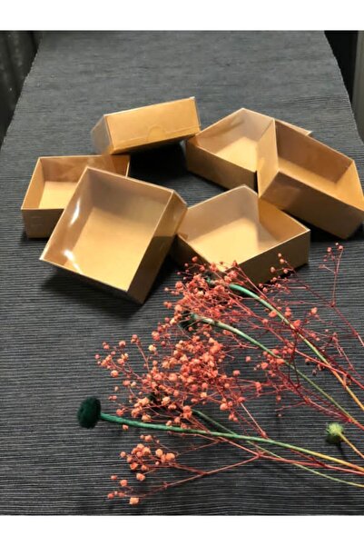 Genel Markalar 9x9x3 Cm Kraft Asetat Kapaklı Kutu (50 ADET) Düğün Nişan Kına ...