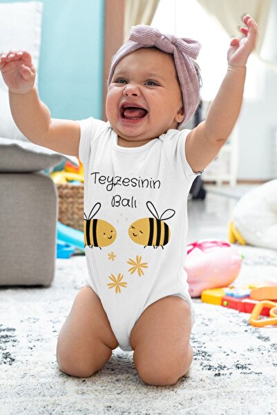 BabyLimon بدلة بناتي بأكمام قصيرة منقوشة بالعسل