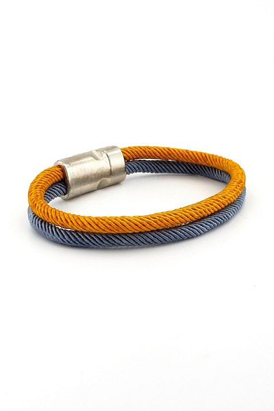 Solfera Gray Mustard Two Row Metal Magnet Men's Bracelet M014r