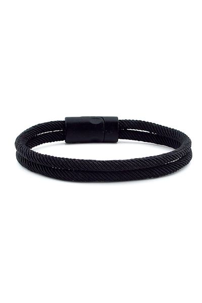 Solfera Black Two Rows Metal Black Magnet Men's Bracelet M013a