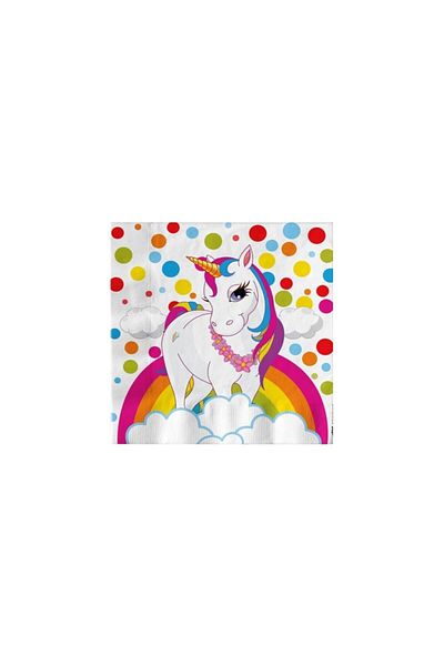UNICORN 2 x 16 хартиени салфетки с дъгови еднороги 33x33 см