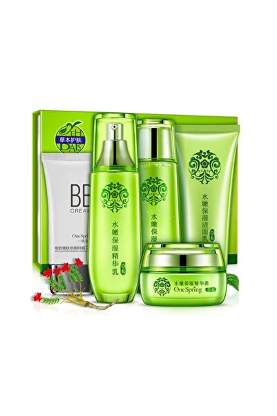 OneSpring Yeşil Bitkiler 5'li Nemlendirici Cilt Bakım Seti 5 Parça