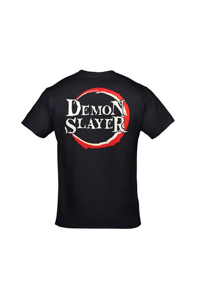 Orijin Tekstil Demon Slayer Characters Front Back Printed Unisex Black Tshirt