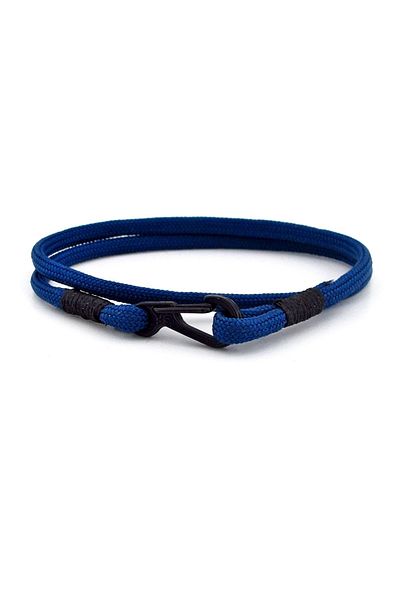 Solfera Navy Blue Paracord Metal Black Hook Wrap Men's Bracelet M011q