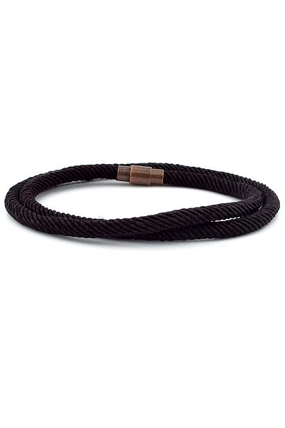 Solfera Two Rows of Wrapped Dark Brown Braid Rope Men's Bracelet M007y