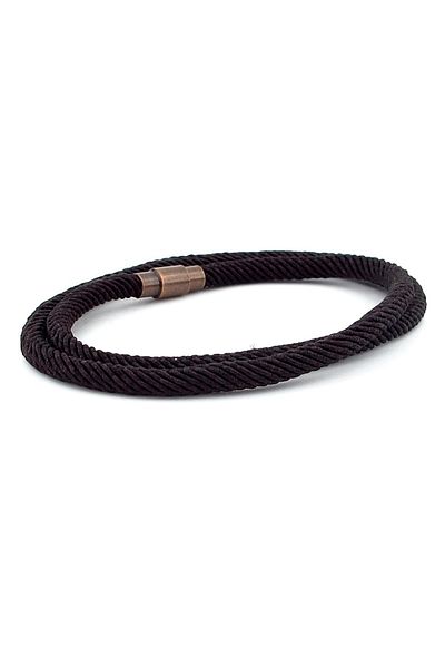 Solfera Two Rows of Wrapped Dark Brown Braid Rope Men's Bracelet M007y