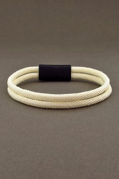 Solfera Cream Color Two Rows Metal Magnet Men's Bracelet M013w