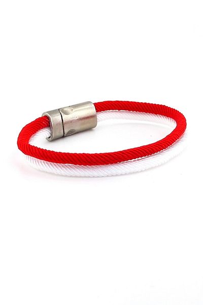 Solfera Red White Two Row Magnetic Clip Men's Bracelet M014c