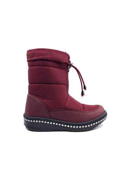 AYAKKABIMOOD Le Petit Claret Red Stoned Fur Inside Girl's Snow Boots