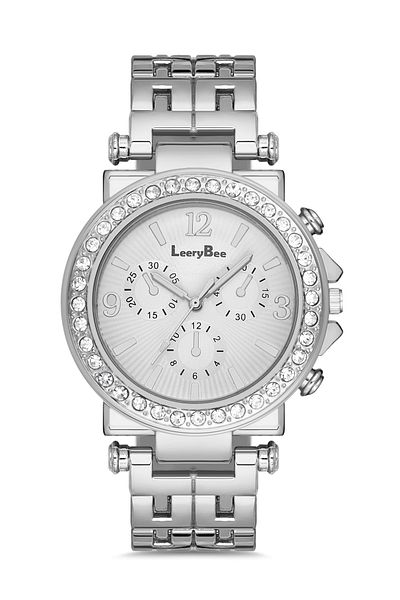 Leerybee Silver Color Zircon Stone Women's Wristwatch