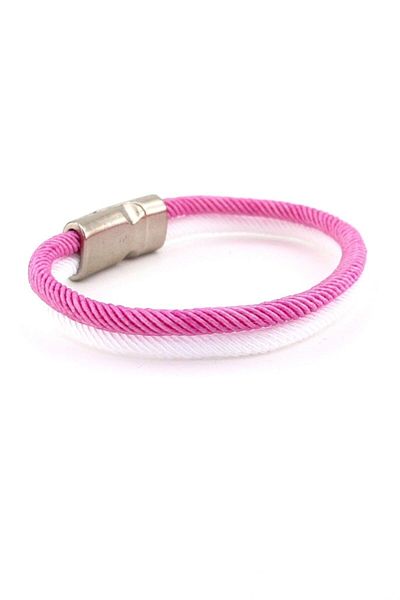 Solfera Pink White Two Rows Metal Magnet Men's Bracelet M014b