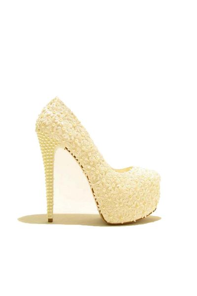 Meshure Women's Mother of Pearl Msre017 Platform Pearl Embroidered Wedding Dress Evening Dress Shoes
