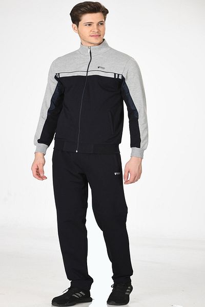 Marco Ferry Navy Blue Men's Half Turtleneck Plus Size Tracksuit 201433