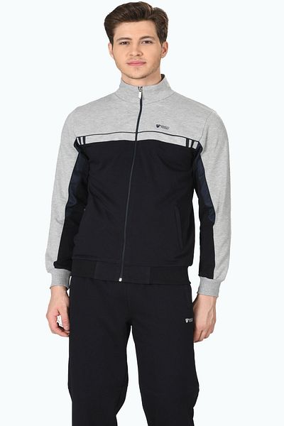 Marco Ferry Navy Blue Men's Half Turtleneck Plus Size Tracksuit 201433