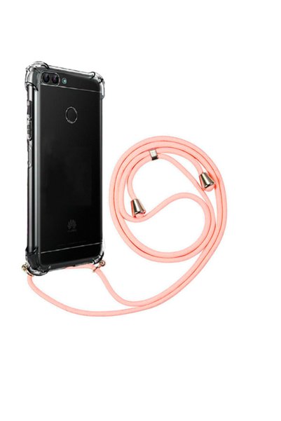 Molly جراب سيليكون شفاف متوافق مع هاتف Huawei P Smart 2018 مع حبل رقبة بلون ا...
