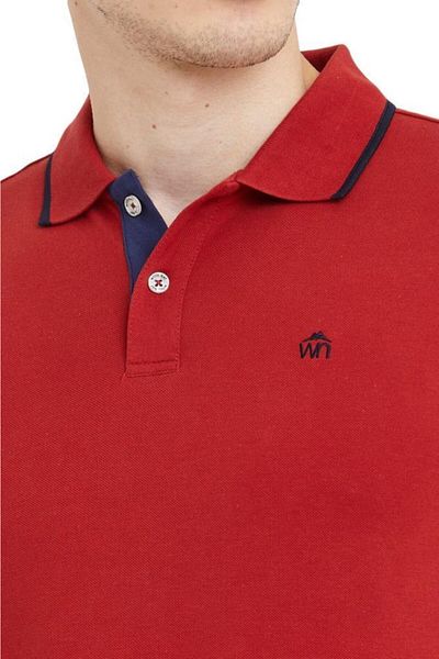 Woolnat Ανδρικό μπλουζάκι Polo Neck ριγέ βαμβακερό
