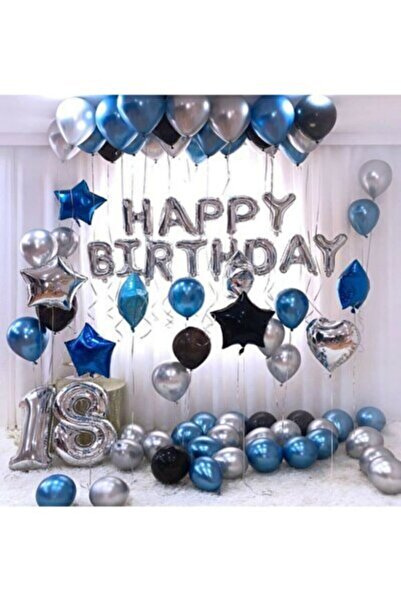 Dipak طقم بالونات عيد ميلاد سعيد فضي 13 قطعة