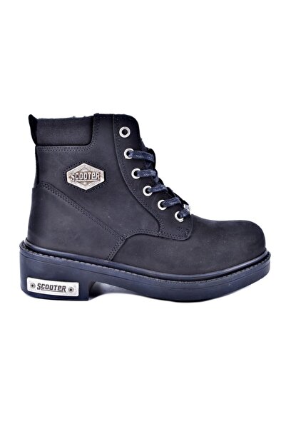 Scooter 5121 Μαύρες δερμάτινες μπότες