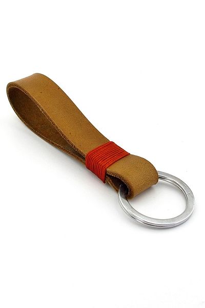 Solfera Tan Colored Original Leather String Wrapped Keychain - Kc909