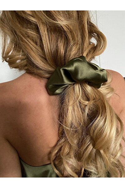 AYSS STUDİO Women's Green Hair Satin Rubber Buckle Model