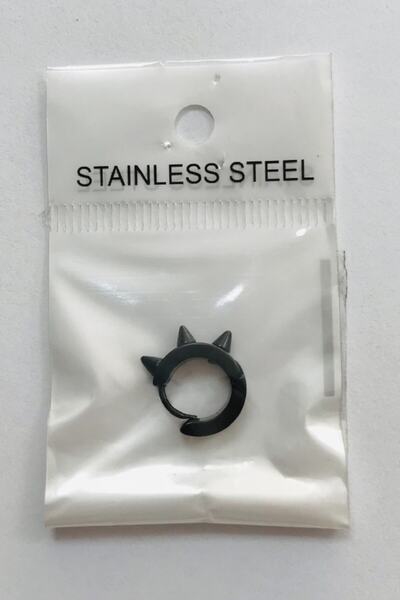 staınless steel Black Studded Steel Earrings - Single Pack