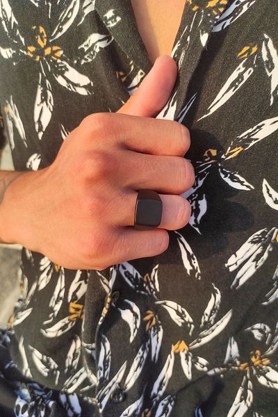 The Collection Men's Matte Black Knight Adjustable Ring