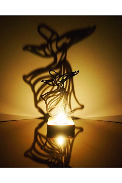 GEEG Semazen Silüetli Metal Mumluk Lazer Kesim (duvara Gölge Yansımalı)
