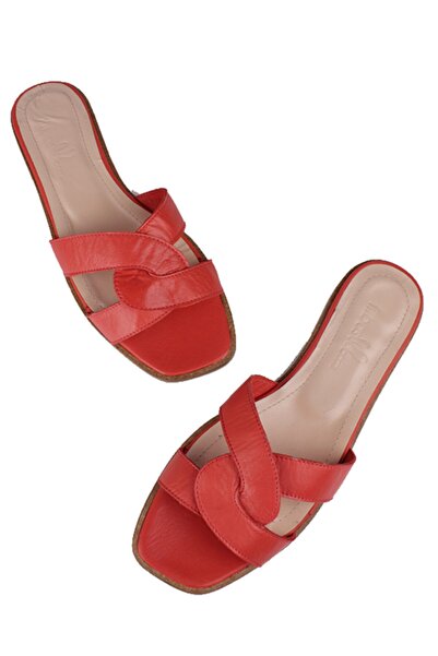 Fitbas 112621 524 Kadın Kırmızı Büyük Numara Terlik