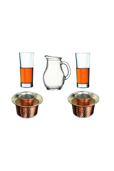 Paşabahçe طقم ابريق زجاجي ونحاس كليفيف 5 قطع