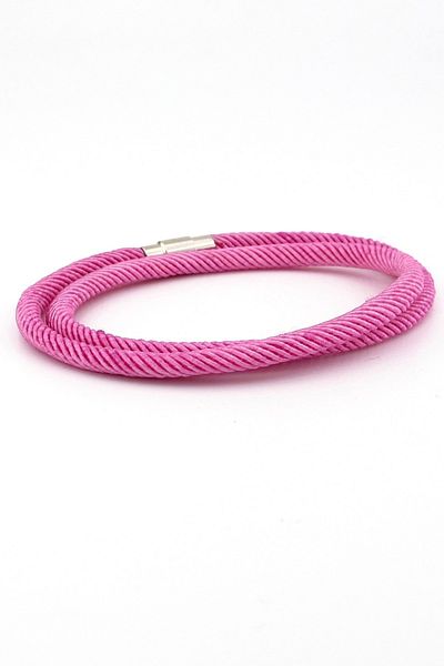 Solfera Two Rows of Wrapped Pink Knitted Rope Men's Bracelet M007w