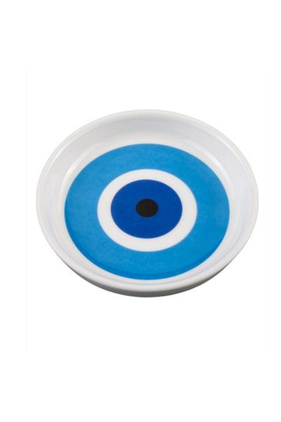 Paşabahçe 6-Piece Bone Porcelain Evil Eye Tea Plate 10cm