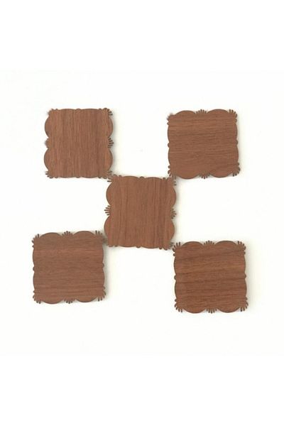 firdevsi hobi 5 Pieces Brown Color 7X7Cm Magnetic Wooden