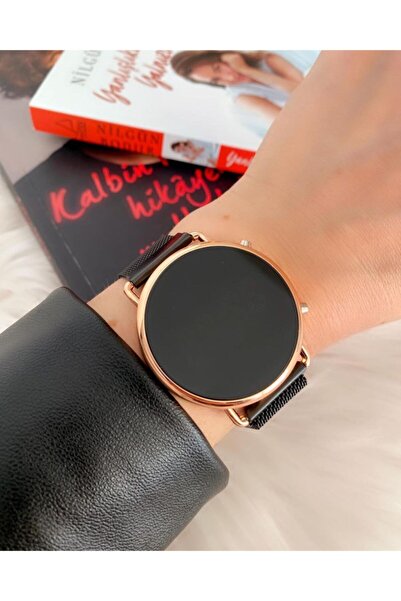 ÇENÇEN Siyah-rose Kadın & Erkek Unisek Klasik Çelik Dijital Tuşlu Mıknatıslı ...