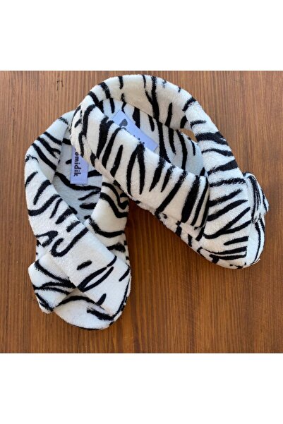 Pomidik Kadın Zebra Desenli Kaymaz Taban Çapraz Ev Terliği
