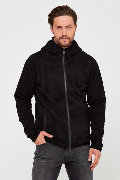 ENQUE Ανδρικό μακρύ μανδύα με φερμουάρ Winter Basic μαύρο παλτό