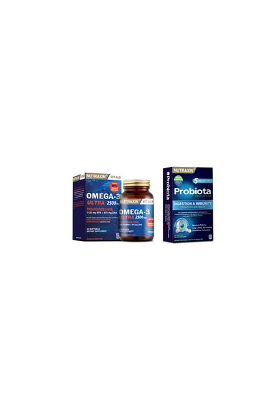 Nutraxin Omega-3 Ultra 2500 Mg - Probiota 30 Soft Capsules 60 Tablets (special Probiotic Support)