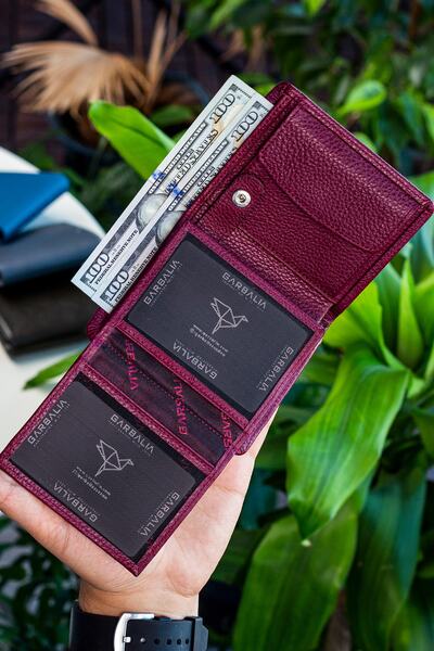 Garbalia Canada Genuine Leather Claret Red Men's Wallet with Coin Compartment