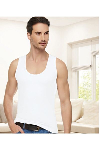 chulfa Tutku Elit Men's White Straps 6 Pack Lycra Modal Undershirt