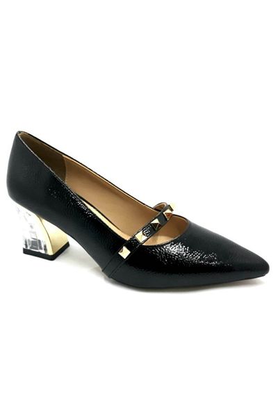PUNTO 298077   Pantofi casual dama din piele lacuita neagra