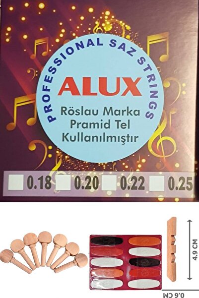 Alux Röslau Pyramid Kalite Uzun Sap Takım Saz Teli(0.20)+10 Adet Tezene + 1 A...