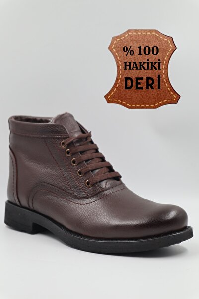 nazenintasarımlar Men's Genuine Leather Furry Brown Casual Boots