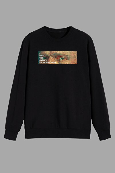 perseusshopping Μαύρο φούτερ με στάμπα Βίνσεντ Βαν Γκογκ "