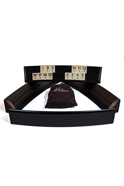 Helena Wood Art Elliptic Siyah Oval El Yapımı Masif Ahşap Okey Takımı