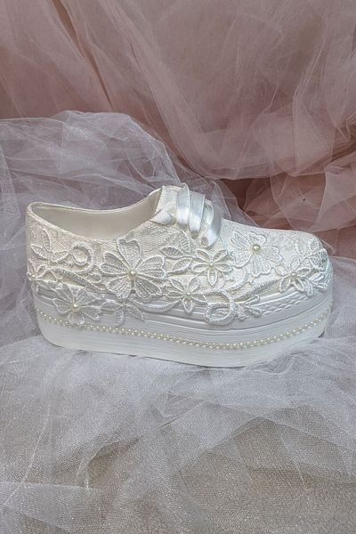 Berush Bride Seria 338 Pantofi de mireasa cu dantela cu flori cu toc pană