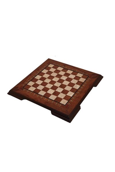 Helena Wood Art Flat Footed Walnut Chess Set - Metal Figured