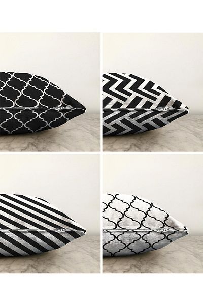 Realhomes Set de huse de pernă decorative cu model în zig-zag Ogea, 4 bucăți, tricotat Raschel, cu două fețe