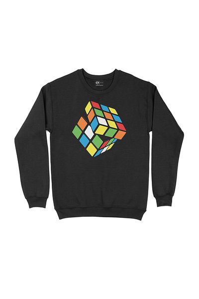 Cix Hanorac negru cu design Rubik's Cube